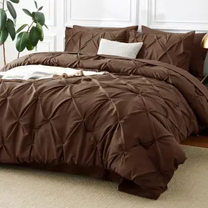 Size Comforter - 7 Comforter King Size Brown, Pintuck A Bag Pinch Pleat Sets with Comforter, Flat Sheet, Sheet and Pillowcases  Shams