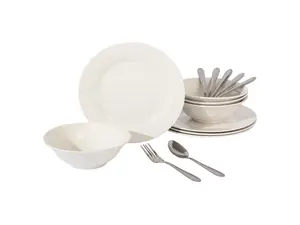 Gibson Everyday Yarbury 16 Piece Fine Certamic Dinnerware Set in White