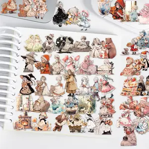 50pcs Watercolor Fairy Tale Transparent PET Material Series Graffiti Stickers Suitable for Suitcases, Mobile Phone Cases, Laptops, Helmets, Skateboards Waterproof Decoration DIY Creative Stickers