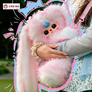 Baby 3 -Huggable Plush Backpack Blind Box Bunny Plush Dolls，Soft Furry Collectibles，Backpack or clothing decoration，Stuffed Animal Pink Portable