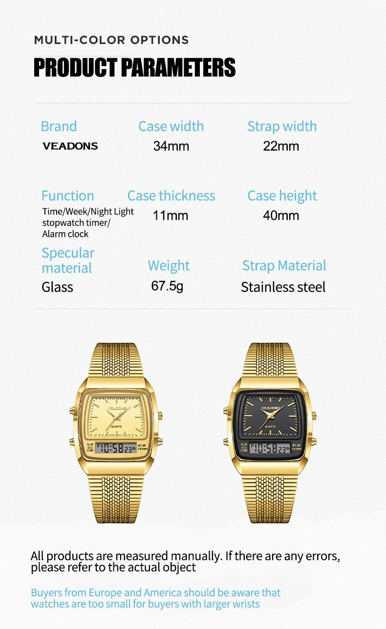 Fashion Multifunctional Roman Retro Dual Time Zone Watch, Waterproof & Scratch-Resistant Digital Casual Watch with Luminous Display, Perfect New Year Gift