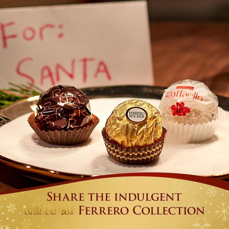 Ferrero Rocher Collection 48-Count Box Individually Wrapped Hazelnut Milk Chocolate Raffaello & Rondnoir Dark Chocolate Gourmet Gift Set for Christmas