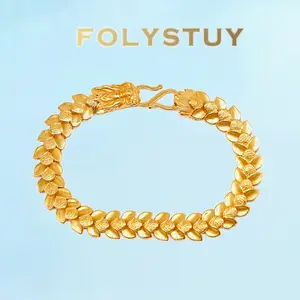 [FOLYSTUY (YNW02)]7.87 Inch Dragon Clasp Wheat Chain Bracelet, 9mm Thick, Bold Statement Jewelry