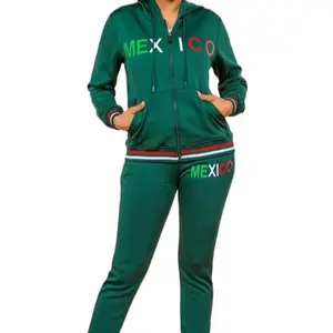 Set México Green afelpado by Inside with Two Pieces Trae dos piezas Hoodie and Matching zipper
