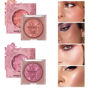 Embossed Floral Highlighter Blush Palette - Shimmering, Pearlescent Powder in a Hydrating Formula, 6 Versatile Shades, Medium Coverage, Creamy Texture, Cheek Glow Enhancer | Elegant Packaging | Luxurious Texture, Cheek Blush Powder