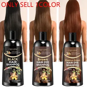 100ml hair dye, shampoo, and hair care three in one shampoo Cream herbal extract is gentle and non irritating. Available in black/brown/chestnut brown colors, the hair becomes more shiny after dyeing and care