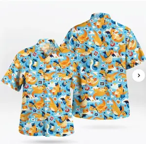 Too Hot For The Beach – Anime Yellow PsDuck Hawaiian Shirt – Funny PKM Summer Aloha Shirt