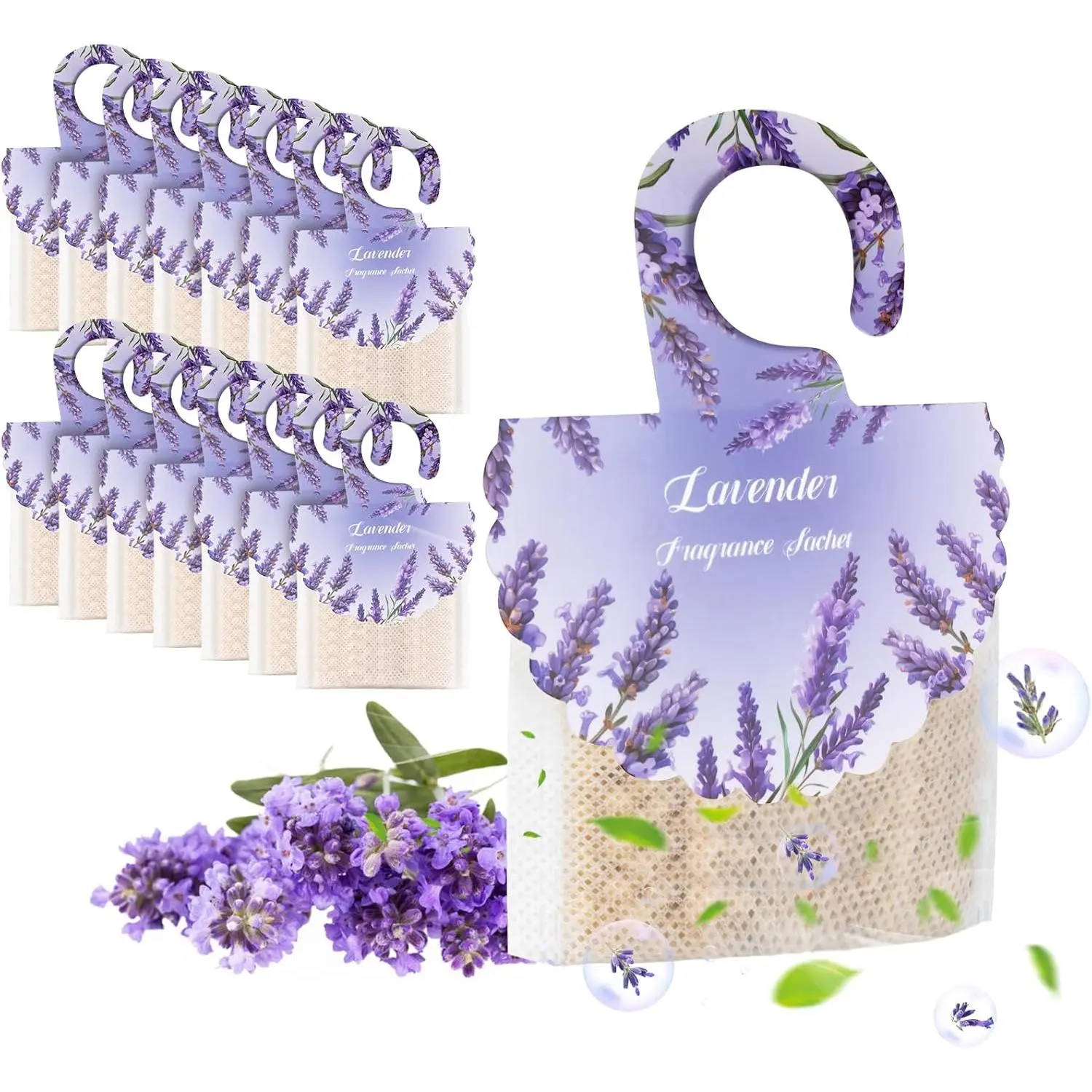 18 Pack Lavender Scented Sachet Bags for Drawer and Closet - Air Fresheners for Closet, Long-Lasting Hanging Fragrance Sachet for Wardrobes, Cars, Storage, Deodorizer Smell Goods for House