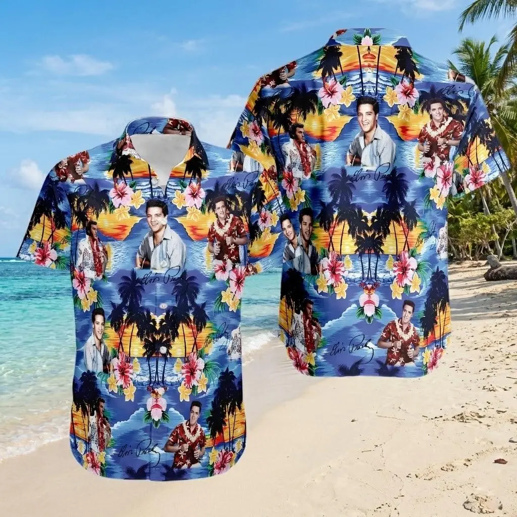 Elvis Presley Hawaii Shirt, Elvis Shirt, Elvis Presley Hawaiian Shirt, Summer Hawaiian Shirt, King Of Rock And Roll Shirt Gift for Elvis Fan