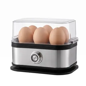 Stainless Steel 6-Capacity Electric Egg Cooker Machine, Rapid Egg Boiler with 1-Touch Switch, Auto Shut-Off, Portable Small Camp Kitchen Appliance for Home, Camping