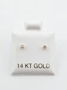 14K Gold Earrings - Pink Circle Stud - Elegant 14 KT Gold Design for Your Jewelry Collection - Sparkling Pink Gemstone Studs