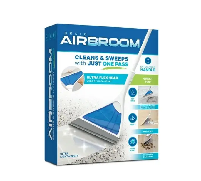 Helio Air Broom, All Surface Lightweight Silicone Broom, Squeegee, Pet Hair Remover, Indoor Cleaning