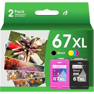 67XL Printer Ink Replacement for  67 Ink Cartridges Black/Color Combo Pack XL for  Ink 67 for Envy 6055e 6000 Deskjet 2755e 4155e deskjet Plus 4155 4158 Envy Pro 6455 6452 (1+1, 2PK)
