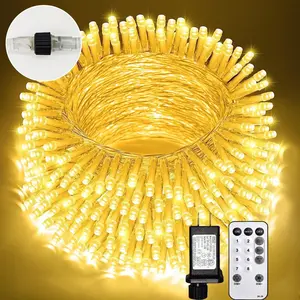 100ft 300 LED Christmas String Lights, 8 Lighting Modes Fariy LED String Lights, Timer Plug in Xmas Bday Wedding Party Decoration Outdoor Indoor Holiday Garden Decor (Warm White)(Connectable)