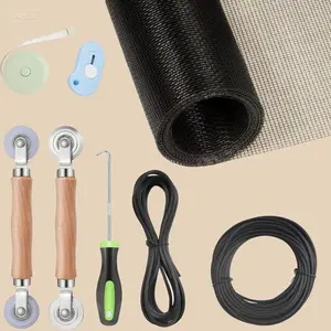 48"x118" Sliding Door Screen Repair Kit - 8 in 1 Replacement Set for Window Screens, Durable Mesh Panel with Easy Installation Tools, Black Screen Door Maintenance Accessories, Reusable DIY Fixing Solution