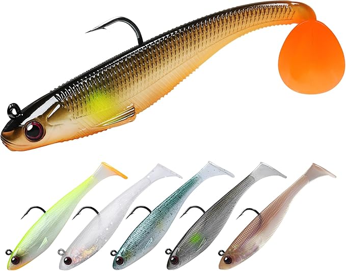 Soft Fishing Lures Paddle Tail Swimbait with Hooks, Sinking Vibrating Swim Bait for Bass Trout Crappie Walleye, Realistic Soft Plastic Fishing Lure for Freshwater Fishing Soft Fishing Lures Paddle Tail Swimbait with Hooks, Sinking Vibrating Swim Bait for Bass Trout Crappie Walleye, Realistic Soft Plastic Fishing Lure for Freshwater Fishing