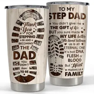 Dad Gifts, Step Dads 20oz Tumbler, Dad Insulated Stainless Steel Tumbler with Lid, Gift Hanging For Father's Day Gifts Birthday Gifts Christmas Gifts for Dad Father from Daughter Son, Father's Day Drinkware Flasks Fruit Beach