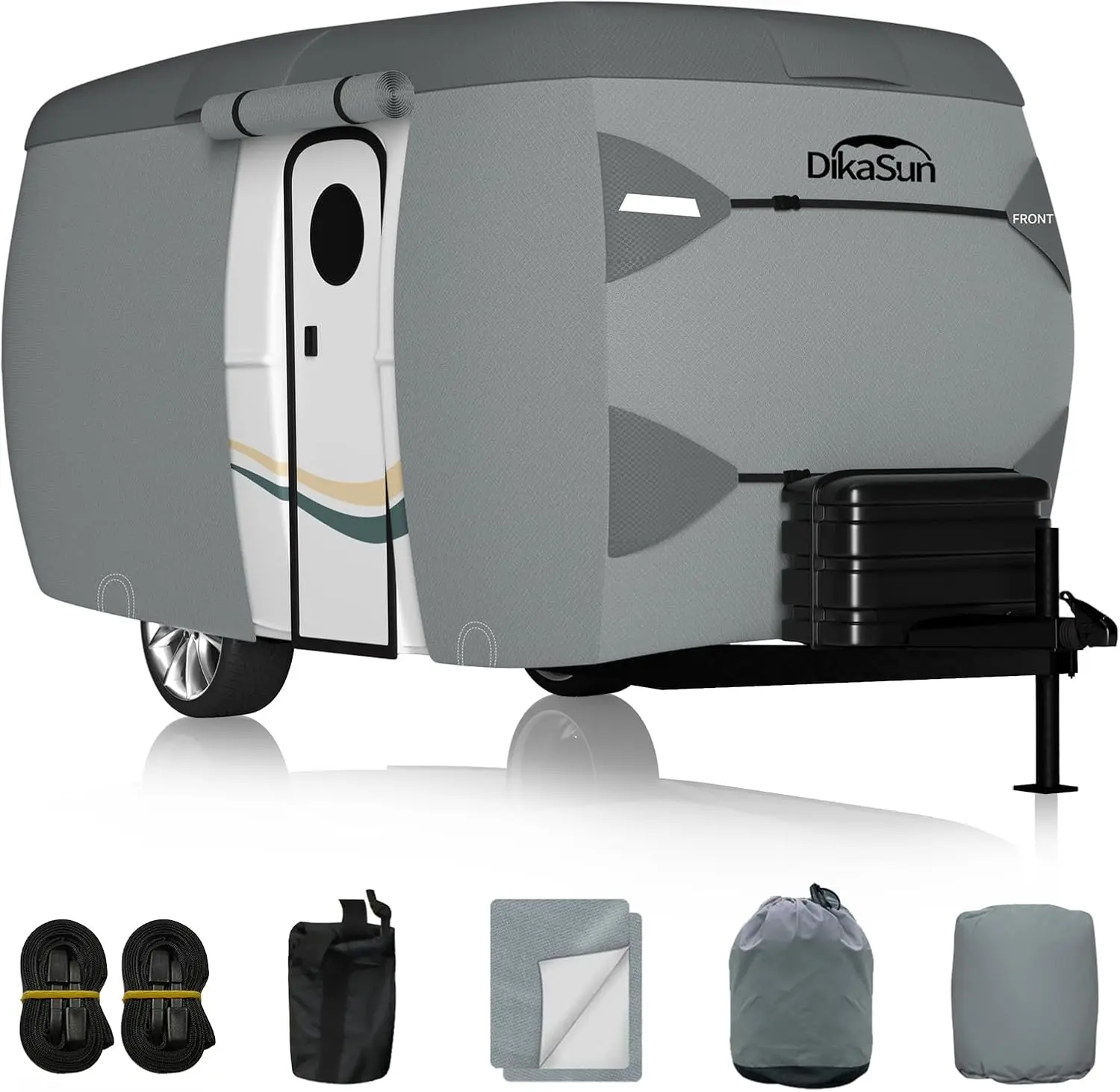 7-Layer Multi-Layer Fiberglass Travel Trailer Cover - All Season, Ventilated, Tear-Resistant, Waterproof Auto Accessory for 11'-13' Trailers with RV Awning, Snug Fit Motorhome & Camper Cover, All Season Cover, Ventilated Cover