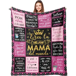 JOOCAR Mother Day Blanket Gift for Mom from Son Flower Letter Mom Flannel Throw Blanket 60"x50" Funny Decorative Mom Blankets Super Soft Mom Birthday Gifts Cozy Blanket for Mother's Day