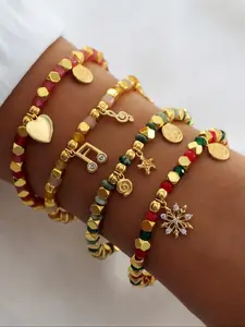 Women's Elegant Rhinestone & Heart Decor Beaded Bracelets, Exquisite Trendy Bracelet, Fashionable Jewelry for Women & Girls for Daily & Party Decor, Valentine's Day, Gift