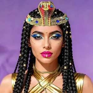 LaVenty Egyptian Costume Accessories Gold Hair Clips & Headpiece for Halloween Themed Parties & Performances Masks
