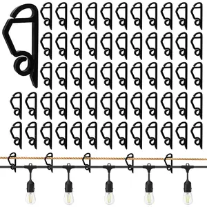 Upgraded String Light Siding Clips Sliding Hooks Light Hanging Hooks Outdoor Weatherproof Plastic Clips for String Lights Xmas Decor Light Clip Hooks Christmas Decor(Pack of 60, Black) (Black)
