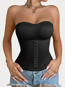 High support front buckle women's body shaping waist seal, gathered upper support, shapewear shoulder strap, detachable inner strap