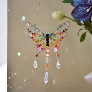 Whimsical Crystal Sun Catcher Butterfly Prismatic Window Decor Hanging Prism Ornament Window Prism Sunlight Catcher Prismatic Sparkle Rainbow Sparkle Crystal Prism Home Decor Healing Gift Mothers Day Gift Christmas Gift summervibes️himsical