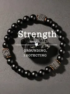 Men's Onyx Stone Beaded Bracelet, 8mm Matte Beads, Grounding & Protecting Stone, Fashion Jewelry Accessory for Men