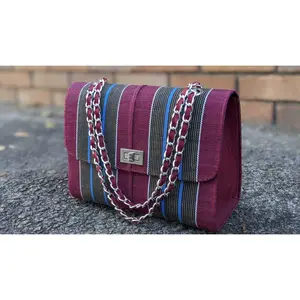 Aladekomo Handmade Striped African Handwoven Aso Oke Hand Bag-DPAHB54