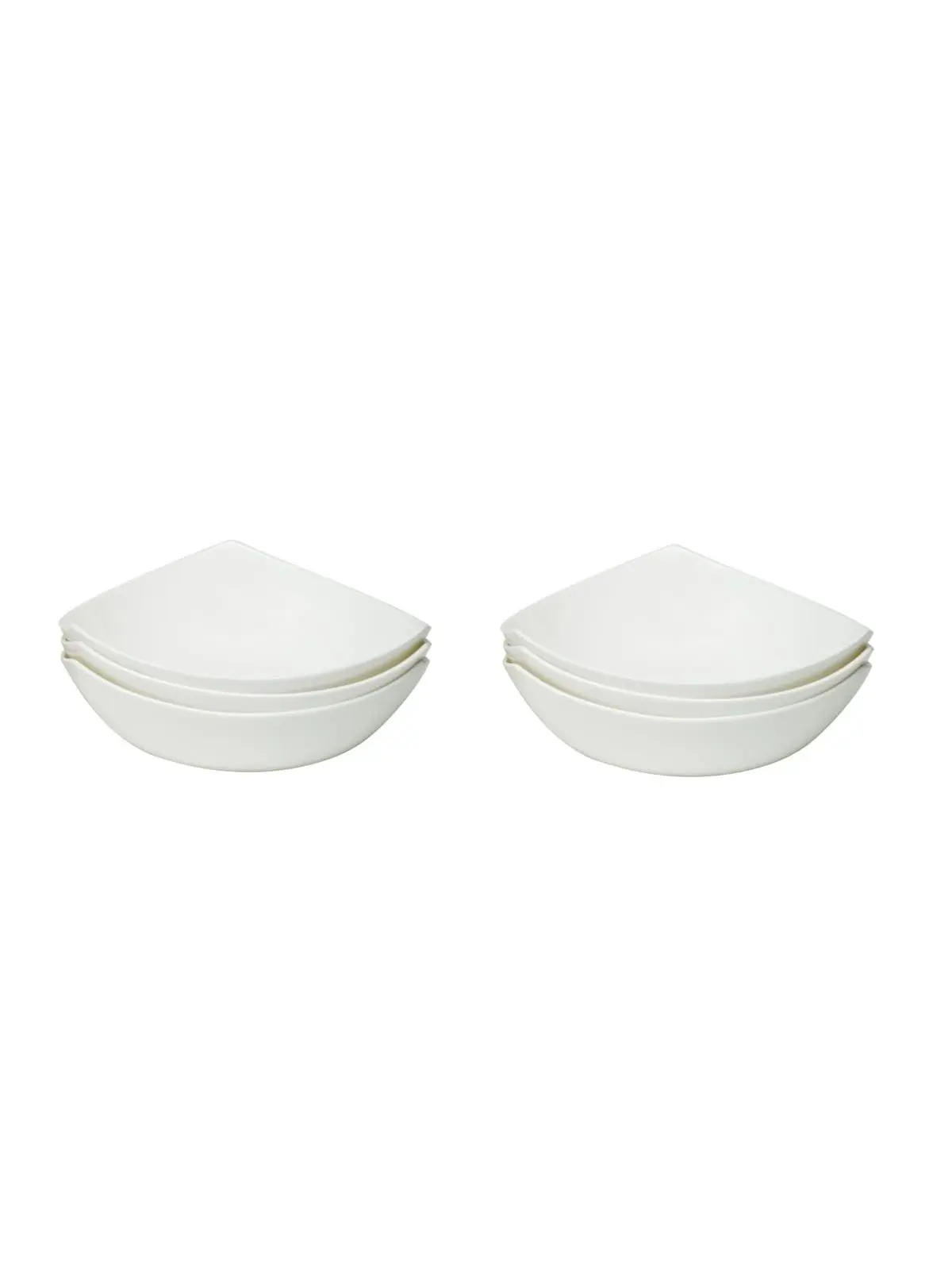 212 MAIN 6-Piece Triangular White Bone China Ceramic Soup Bowls - 7.75" W Casual Dinnerware Set, Scratch-Proof, Dishwasher-Safe, for Home Use, Hotels