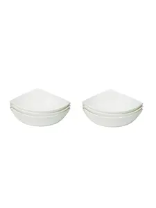 212 MAIN Triangular White Bone China Dinnerware Set, Contemporary 6-Piece Serving Soup Bowl Set for 6
