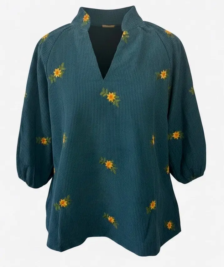 "Autumn" Corduroy Embroidered Shirt