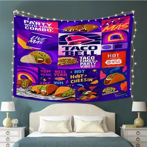 Taco Bell Hanging Banner for Home Decor, University Dorm Bedroom Living Room Party Wall Decoration, Multi-Purpose Party Decorations
