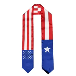 Puerto Rico Flag Graduation Stole, Sash, Rican American, Scarf, Gift, Students, High Quality, High School, College, Scarves, Adults, Men and Women, Satin