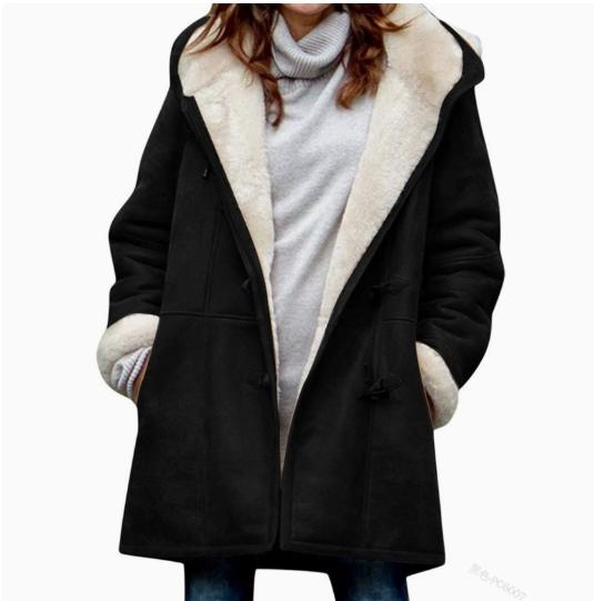 [LTO]Winter off-season  women's coats, fleece-lined thickened women's coats with fur collars and pockets, winter overcoats Jacket Outerwear Long Sleeve Casual Long Sleeve,summervibes