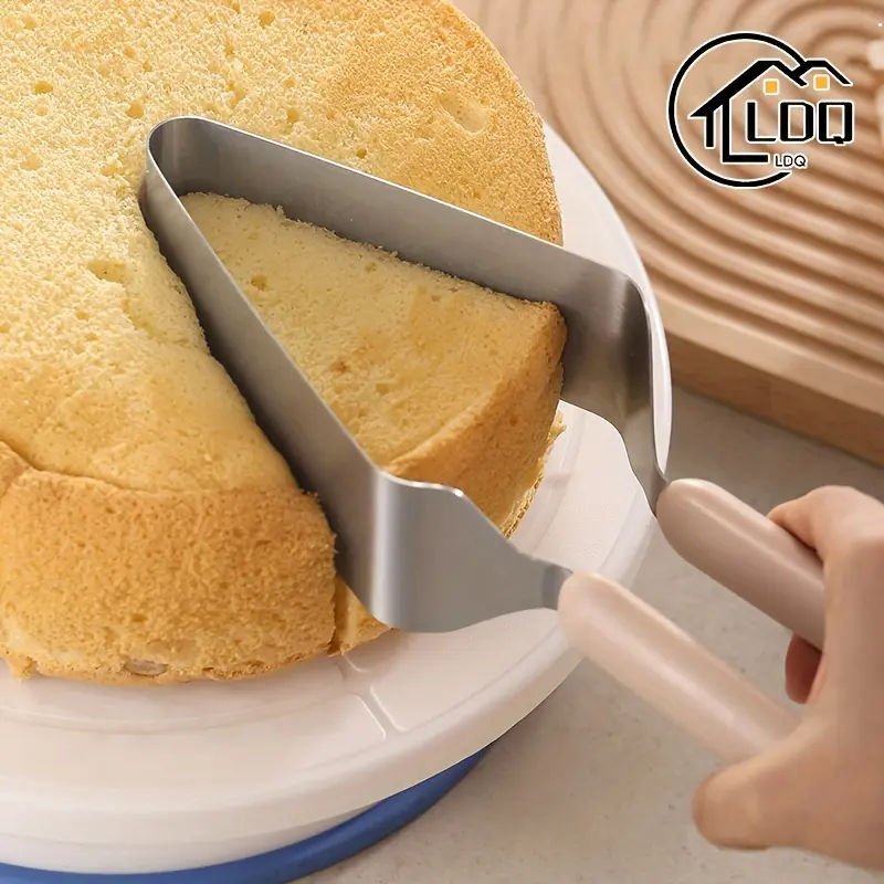 1pc Stainless Steel Reusable Cake Server, Metal Cake Slicer, Cake Turner, Food Contact Safe Baking Tool, Modern Simple Design for Home and Hotel Use, Triangle Cake Transfer for Eid Mubarak, Baking Utensils Supplies, Baking Accessories
