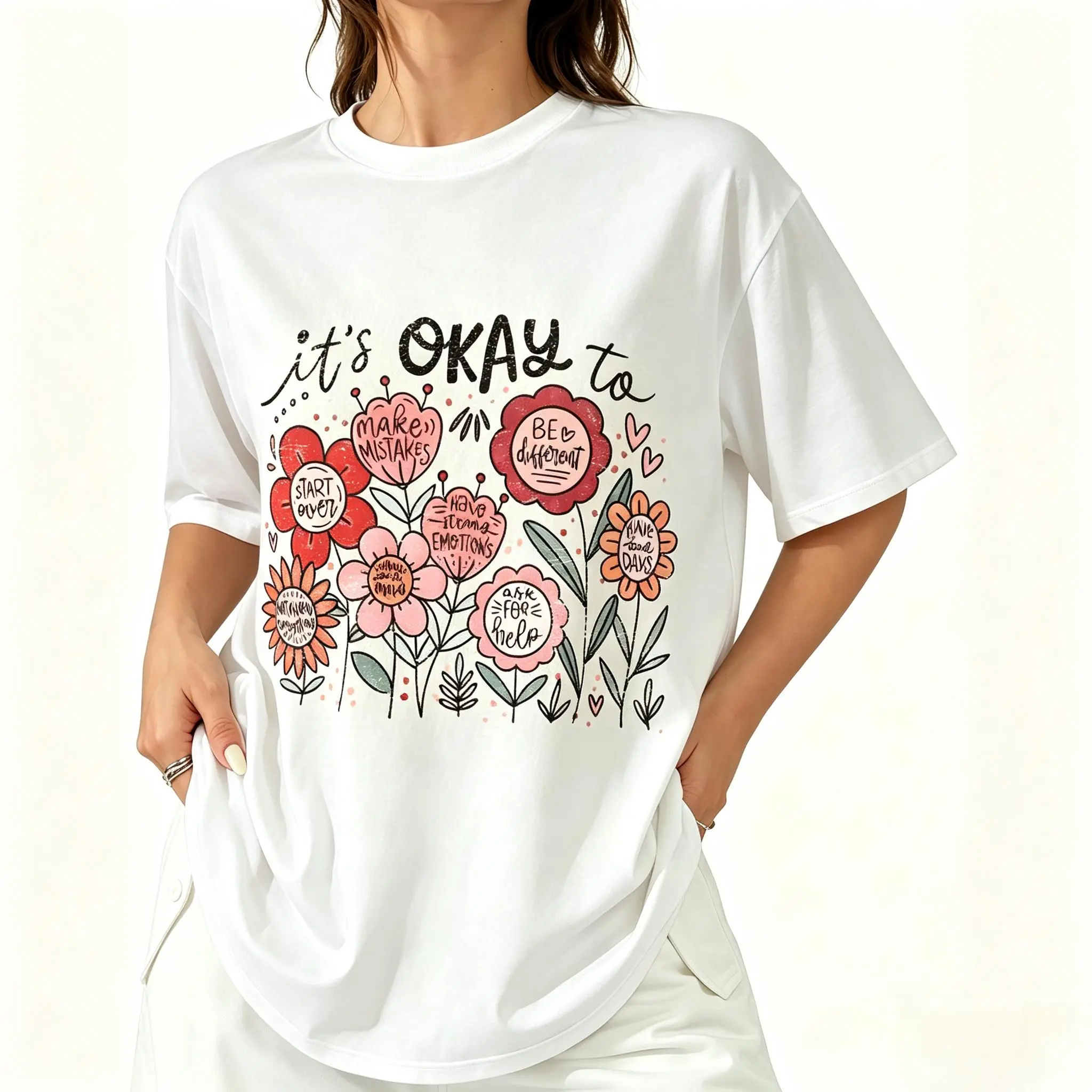 Teacher T-Shirt Special Education Floral TShirt Mental Health Diversity Tee Cute Motivational Therapist Positivity TShirt Gift Casual Prints