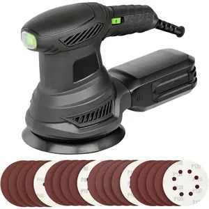 2.5A Rotary Orbital Sander, 300W Electric Orbital Sander with 6 Various Speeds 6000-13000RPM,4.9-Inch with 20 count Sandpapers,1 dust canister,Fit for Woodworking, Sanding, Polishing