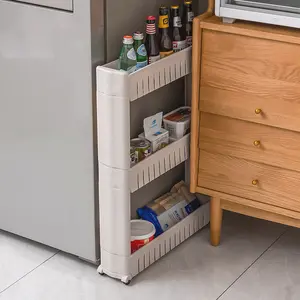 Multifunctional plastic multi-layer gap storage rack, bathroom shelf, a lifesaver for home gaps!Super practical narrow gap storage cabinet