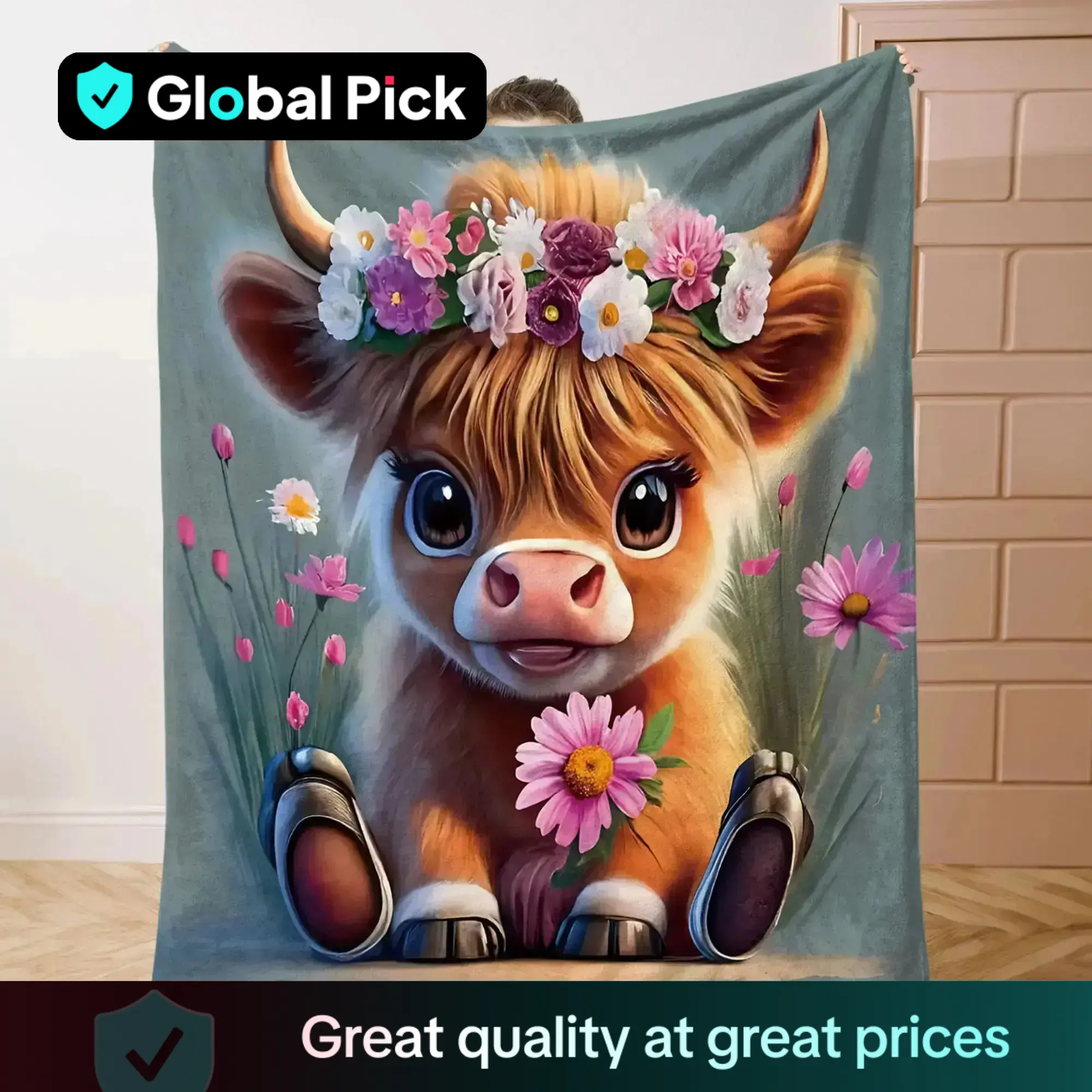 Cute Highland Cow Pattern Flannel Blanket, Soft Comfortable Throw Blanket, Flannel Cozy Blanket, Cool Bedroom Bedding Blankets, Warm Napping Blanket f