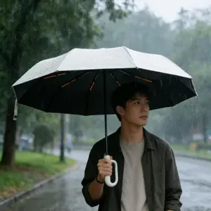 UV Protection Auto-Folding Umbrella, Rainproof Three-Fold Sunshade with Ring Clip, Compact Fashionable Design for Work Travel Daily Use