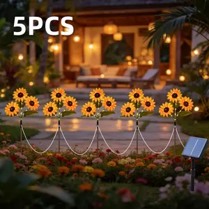 The 1-in-5 Solar Sunflower Garden Light (IP44 waterproof and windproof) is ideal for decorating garden parties, as well as paths, gardens and patio walkways, and is a must-have for spring and summer.