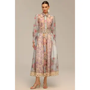 BellaBarnett Ruby Long Sleeve Floral Printed Lace Top And Skirt Two-Piece Set