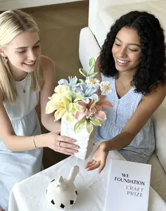 【 Mother's Day Gift 】Loop & Bloom Handcrafted Crochet  Alstroemeria without vase, 8pcs, Mixed Dasies, Decorative Faux Flower for Home, Prom, Anniversary, Wedding and Birthday, Gifts Home Decoration Bouquet, Gift for Mom, Includes Card