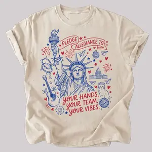 Pledge Allegiance To Your Hands Your Team Your Vibes Shirt Patriotic Graphic Tee Summer Friendship Inspired Unisex Gift