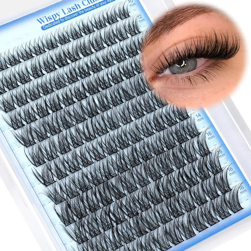 144pcs/set D-Curl Cat-Eye False Eyelashes, Wispy Eyelash Clusters, 10–16mm Single Reusable Long Fake Lashes, DIY Fox Eye Makeup Extension Set, DIY Eyelash Extensions, Cosmetic Eyelash Extension, Volume False Lashes, Faux Lashes