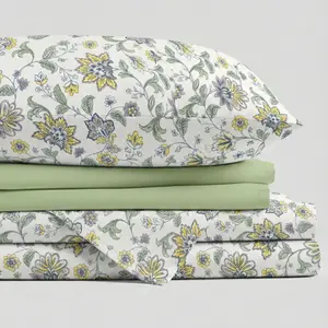 VINTAGE GARDEN FLORAL PATTERN 6-PIECE SHEET SET