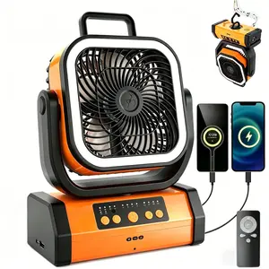 Rechargeable Camping Fan 30,000mAh Battery & LED Light - 360° Rotatable Hook, Portable Outdoor Camping Emergency Fan — Ideal for Soccer Moms, Tents, RVs, Construction Sites, Fishing, Power Outages, and Hurricane Emergencies  outdoorfun summervibes summerv