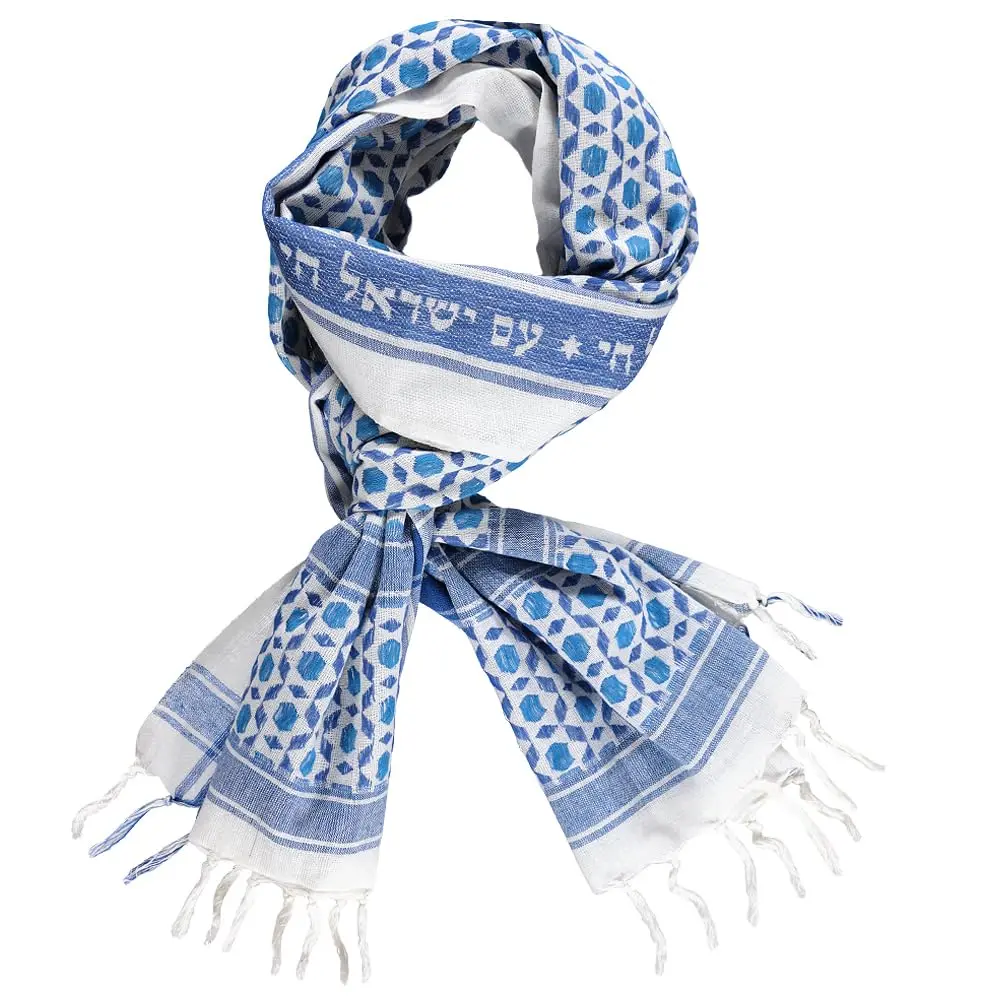 Am Israel Chai Scarf For Men And Women - Native Turban Cotton Shemagh  Desert Keffiyeh Sudra (mosaic Long)